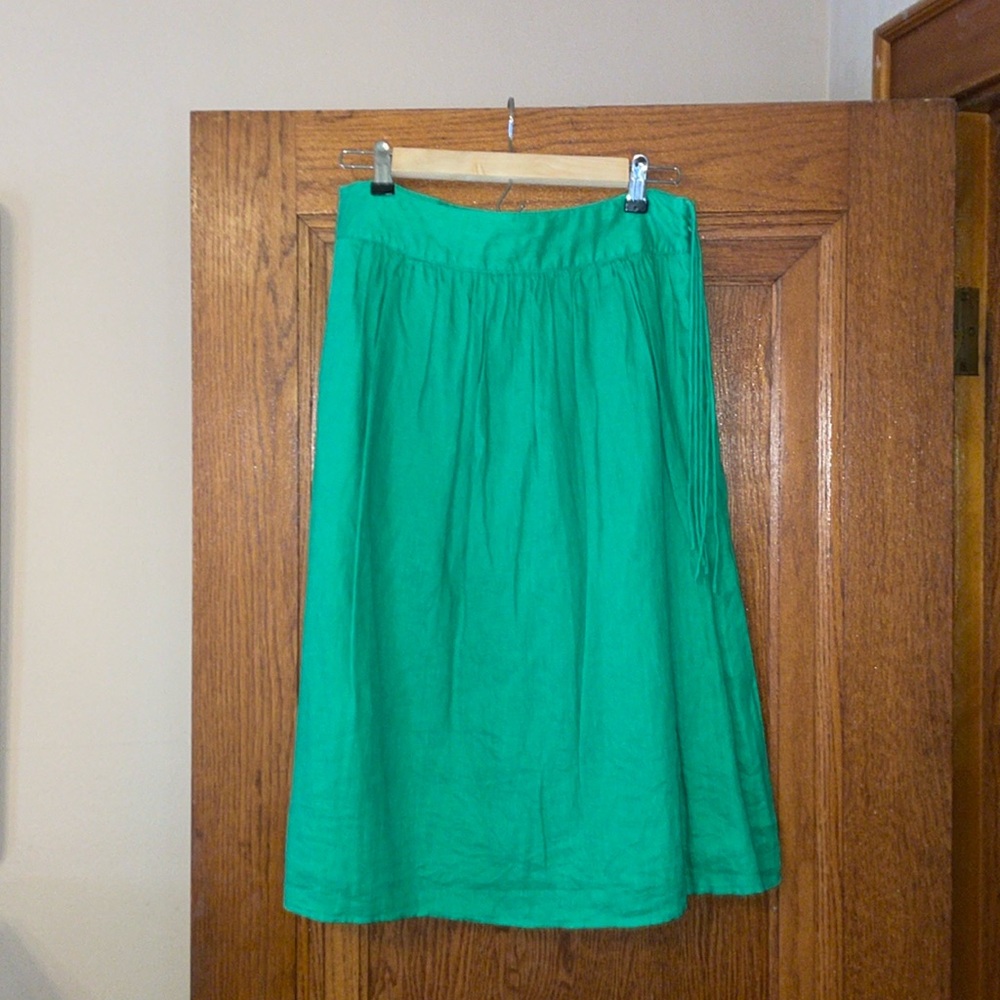 JCrew Kelly green linen skirt; lined; Sz 4; F3421